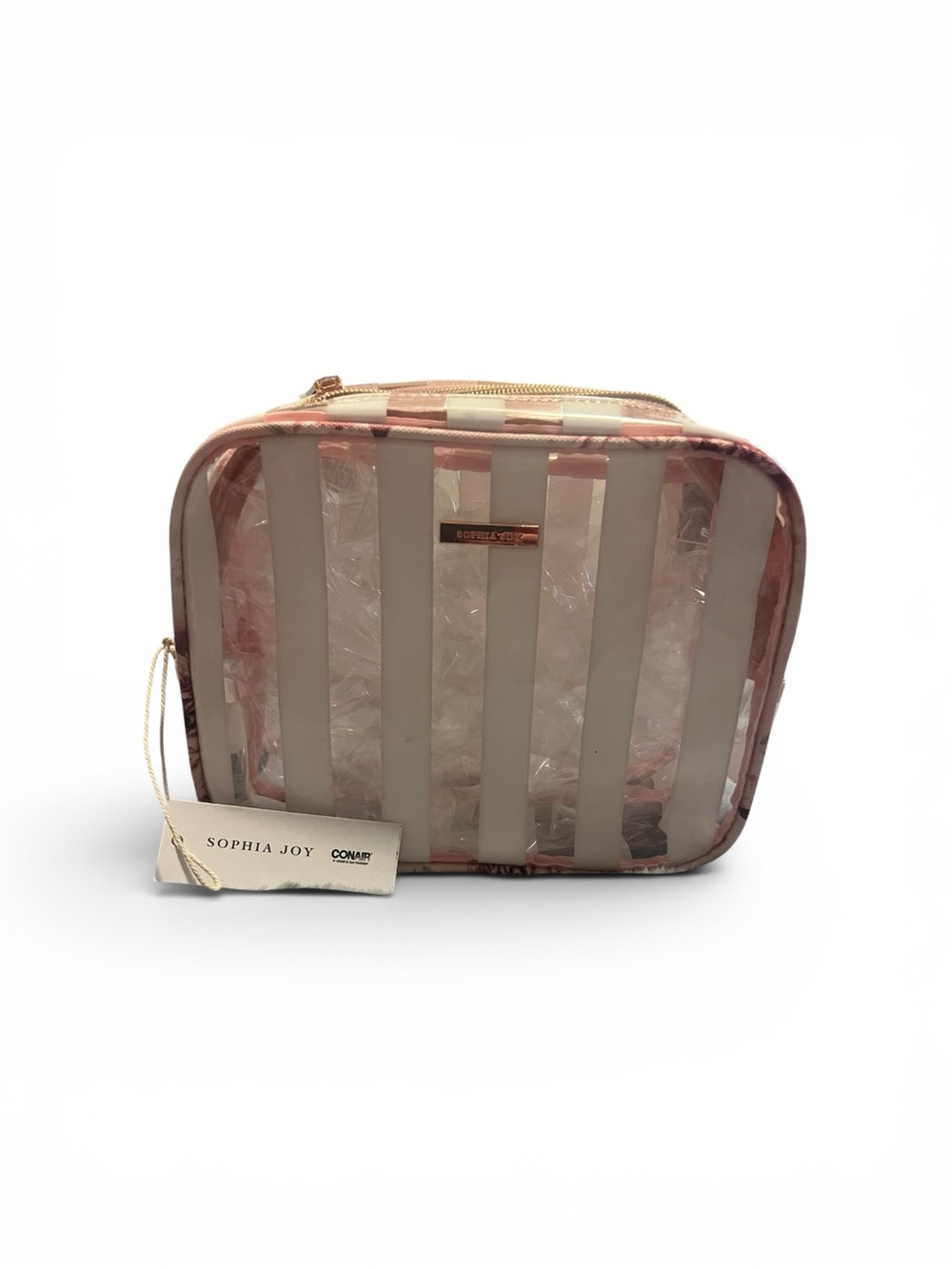 Sophia Joy Pink Clear Stripe Cosmetic Bag